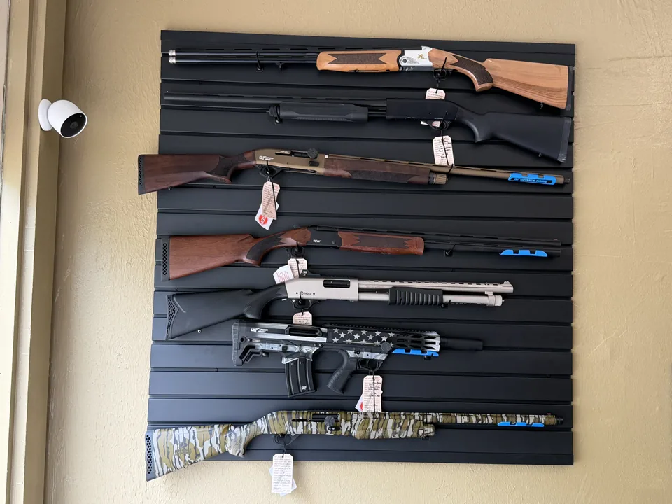 Shotguns and rifles on display